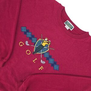 Ivy Club Classics Golf Crewneck‎ Mens XL Maroon 90s Embroidered Retro Throwback